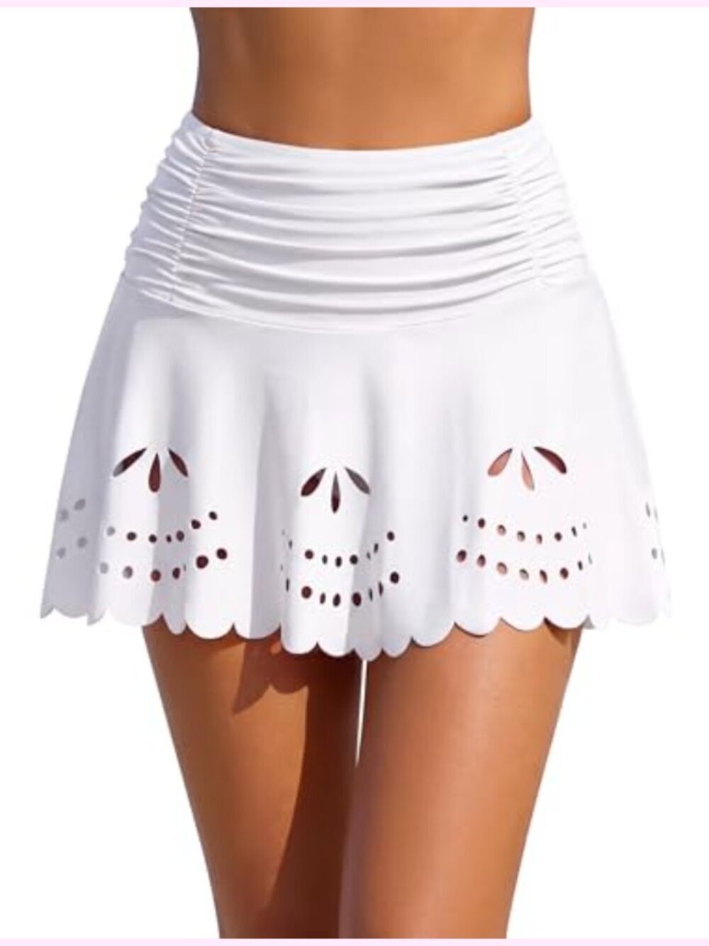 High Waisted Swim Skirt with Tummy Control, 2-in-1 Detachable Bikini Bottom,